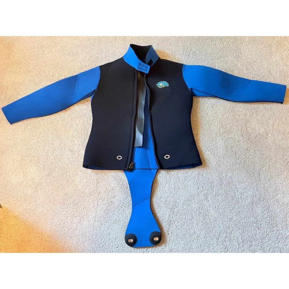 Scuba Wetsuit Sea Ray 2 Piece Neoprene Beavertail Long John Blue Black MEDIUM